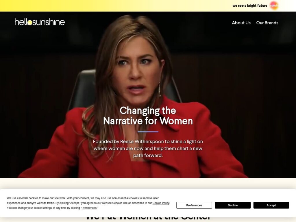Hello Sunshine WordPress site — women-centered media brand homepage