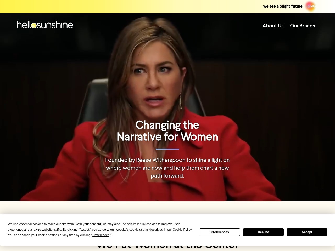 Hello Sunshine WordPress site — women-centered media brand homepage