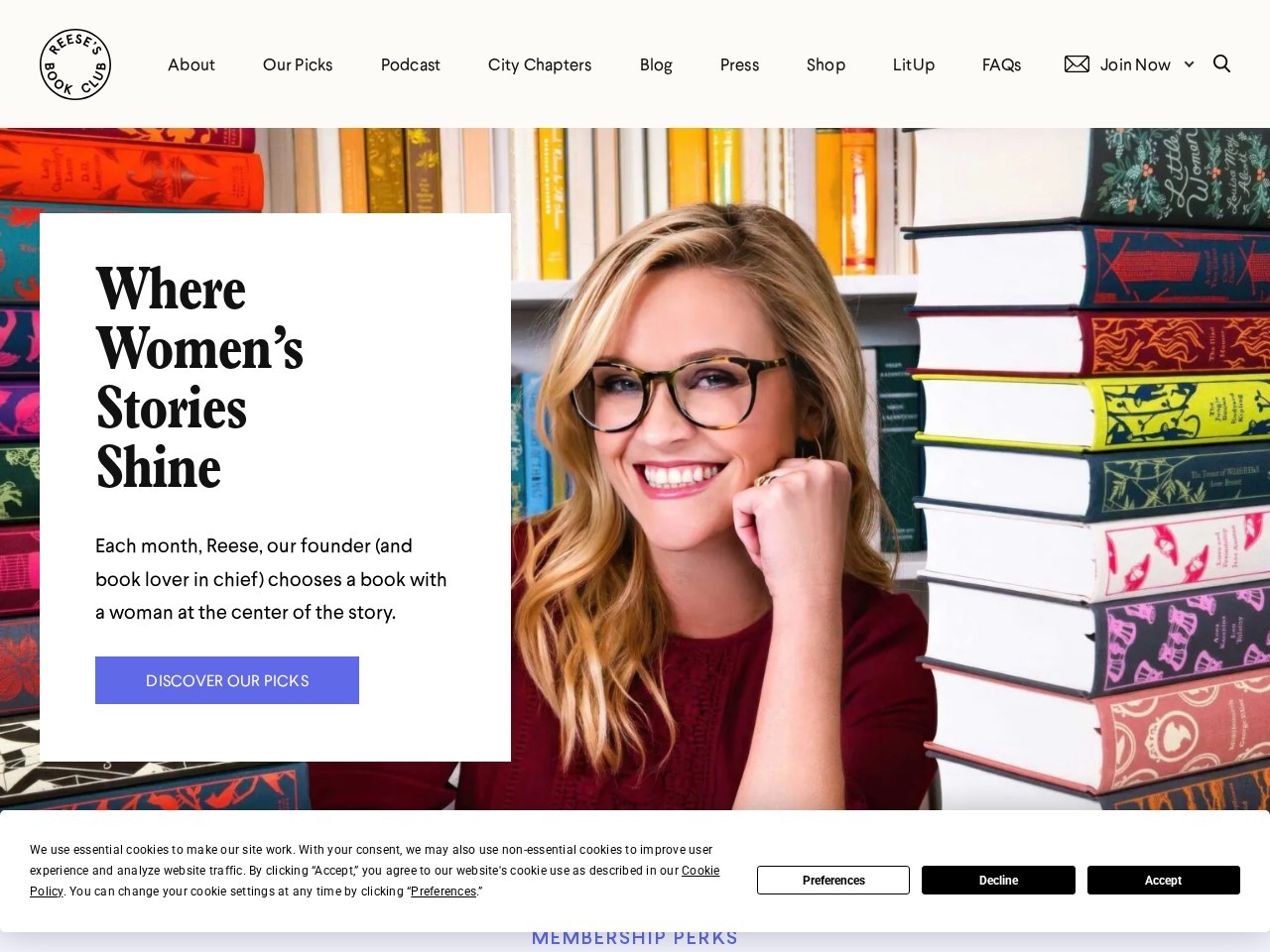 Reese's Book Club Gutenberg — monthly book club homepage built with WordPress blocks