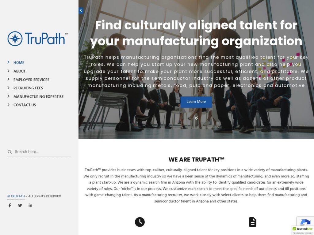 TruPath Search WordPress site — manufacturing executive search homepage
