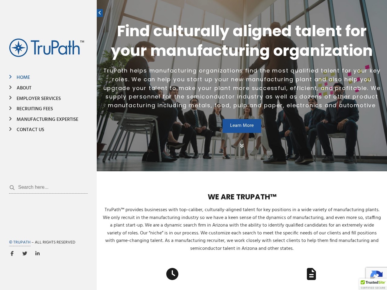 TruPath Search WordPress site — manufacturing executive search homepage